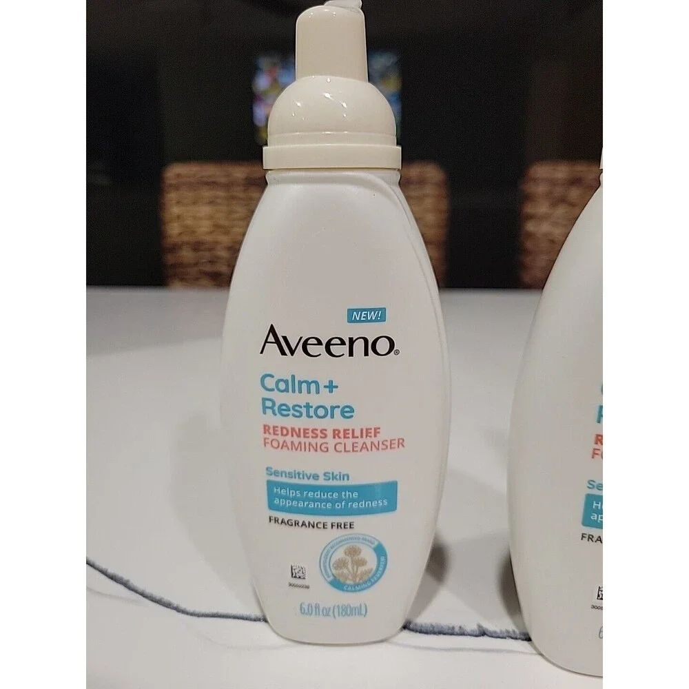 Aveeno Calm Restore Redness Relief Foaming Cleanser 6 Fl Oz Fragrance Free HB 4